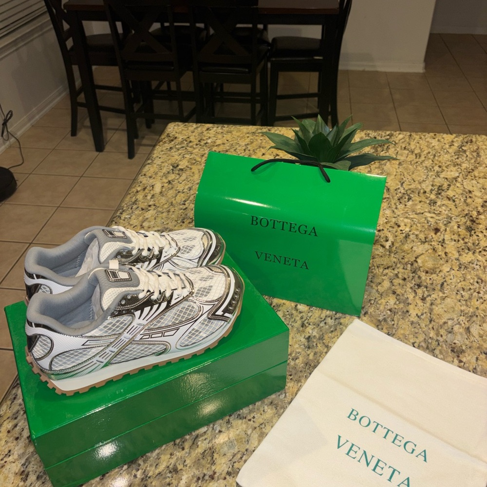 Bottega Veneta White and Black Sneakers